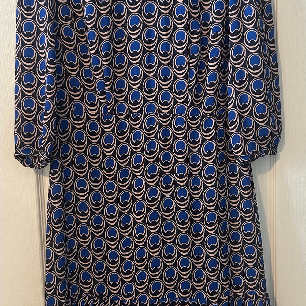 NWT Boden Navy Blue and Pink Geometric Quarter Sleeve Dress